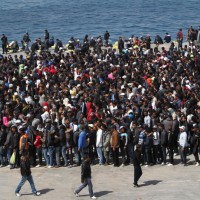 imigranti v Lampedusi