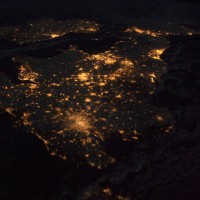 Velika Britanija, noč, nebo, luči