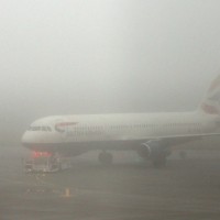 Heathrow, letalo, letališče, megla