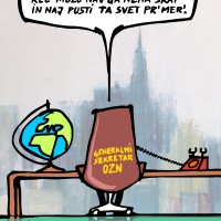 karikatura_Resevanje svetovnih problemov v prihodnje