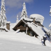 Zasnežena hiša, koča, sneg