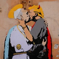 grafit, poljub, papež Frančišek, Donald trump