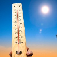 vročina, termometer, poletje, sonce, potenje