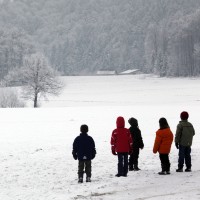 otroci, sneg, mraz