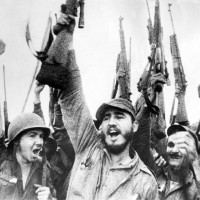 Fidel Castro with revolutionary comrades celebrating victory over Batista, 1959