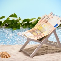 dopust, denar, plaža, morje, evri