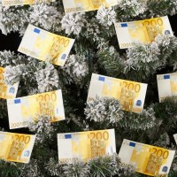 božična jelka, denar, evri