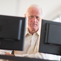 moški, starejši moški, računalnik