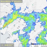 radarska slika padavin, 3.11.2019