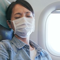 maska, obrazna maska, letalo, potnica,