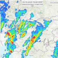 radarska slika, padavine, 3.10.2020