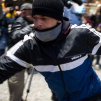 Protestnik, napad na policista, napad na novinarja