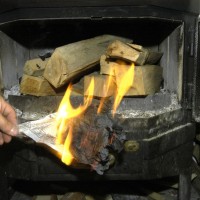 peč, drva, papir, ogenj
