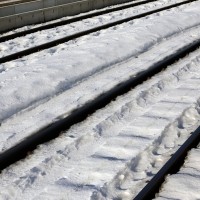 zimska, sneg, železniška proga, železniški tiri