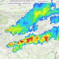 radarska slika padavin, 19.9.2023