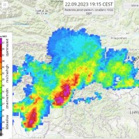 radarska slika padavin, 22.9.2023