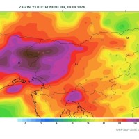 model, predvidena padavine, ponedeljek, 9.9.2024