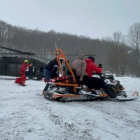 snežne sani, helikopter