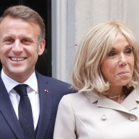 Emmanuel Macron, Brigitte Macron - Francoski predsednik Emmanuel Macron in njegova žena Brigitte sta