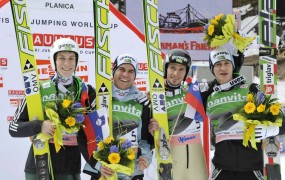Trojna zmaga slovenskih skakalcev na Japonskem