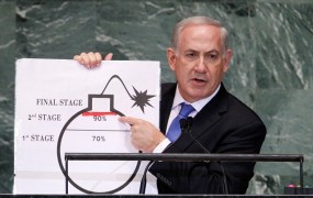 Netanjahu z bombo v Združenih narodih: Bojte se Irana
