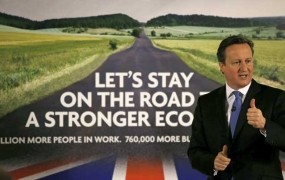 Osramočeni britanski konservativci: na volilnem plakatu prizor iz Nemčije