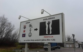 Bizarna poteza hrvaškega duhovnika – na jumbo plakatih za pedofilijo krivi rdečo zvezdo in tarot
