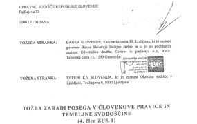 Ekskluzivno: faksimile tožbe Banke Slovenije proti državi