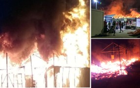 (VIDEO) Migranti zažgali begunski center in se razbežali po otoku Lezbosu 