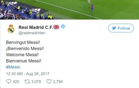 Hekerji na Realovem Twitterju: Dobrodošel, Messi!
