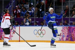 Slovenski hokejisti po zmagi nad Avstrijo v četrtfinalu OI