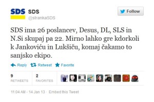 SDS: Mirno gre lahko kdorkoli k Jankoviću in Lukšiču, komaj čakamo to sanjsko ekipo