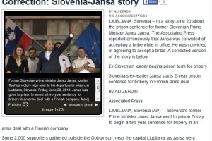 AP in tuji mediji objavili popravek: Janša ni prejel podkupnine!