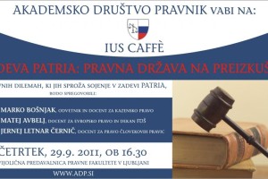 Vabilo na IUS Caffè o zadevi PATRIA - ta četrtek ob 16.30 na Pravni fakulteti v Ljubljani