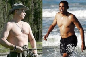 Gola Putin in Obama z nabreklima penisoma razburila ruske varuhe morale