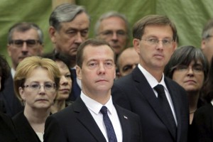 Medvedjev na pogovorih s slovenskim političnim vrhom