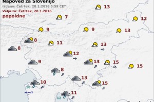 V soboto in nedeljo oblačno z rahlimi padavinami