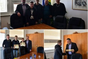 Sprejem nogometašev Domna Žura in Blaža Stoparja