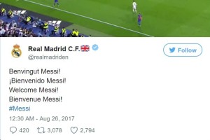 Hekerji na Realovem Twitterju: Dobrodošel, Messi!