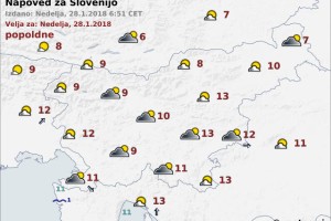 Vreme: Jasno, sprememba vremena v sredo