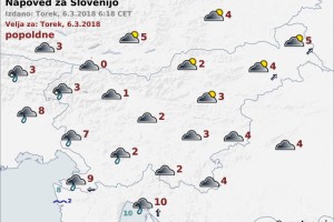 Vreme: Dopoldne bodo padavine večinoma ponehale