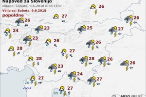 Vreme: Popoldne spet plohe in nevihte