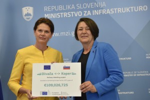 Violeta Bulc je Bratuškovi prinesla "109 milijonov evrov" za drugi tir