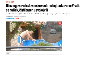 Hrvati ujeli Kacina: Očitno se ne boji koronavirusa na Hrvaškem, na Krku v kopalkah čisti bazen svoje vile