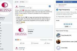 Neznanci so s prijavo "žaljive vsebine" dosegli blokado Facebook strani Družine