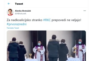 Hinavsko politikantstvo Alenke Bratušek: ob množičnih protestih je bila tiho, napada pa duhovnika pri obhajilu