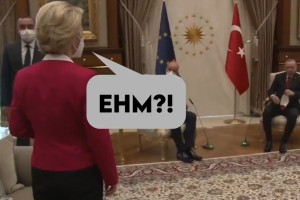 Pogleje, kako je Turek Erdogan ponižal EU in predsednico EK von der Leynovo: za žensko ni bilo stola (VIDEO)