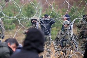 Migranti na dveh mestih porušili ograjo na poljsko-beloruski meji