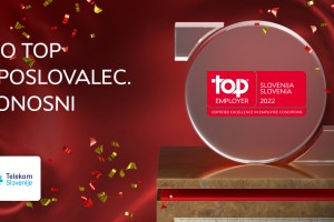 Telekom Slovenije je za odličnost kadrovskih praks, ki jih izvaja za svoje zaposlene, prejel certifikat Top Employer 2022