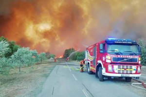 Izredne razmere: na Krasu zaradi požara evakuacija štirih vasi, v boj z ognjem tudi vodni top policije